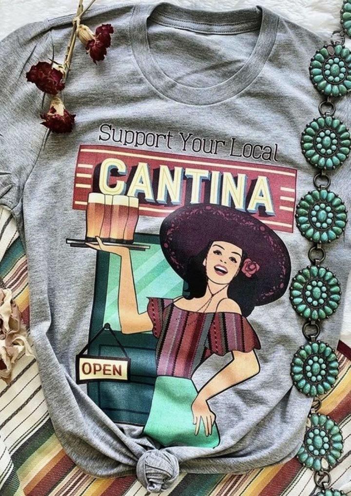 

Support Your Local Cantina Graphic T-Shirt Tee - Gray, 485485