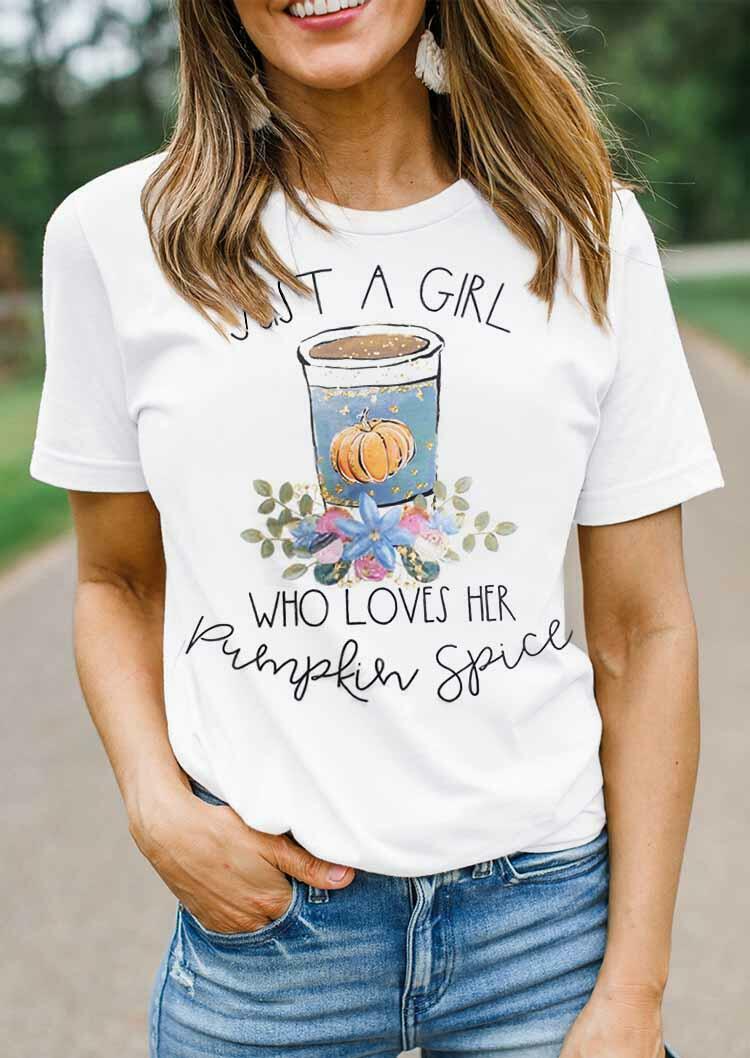 

Pumpkin Spice Juice O-Neck T-Shirt Tee - White, 481552