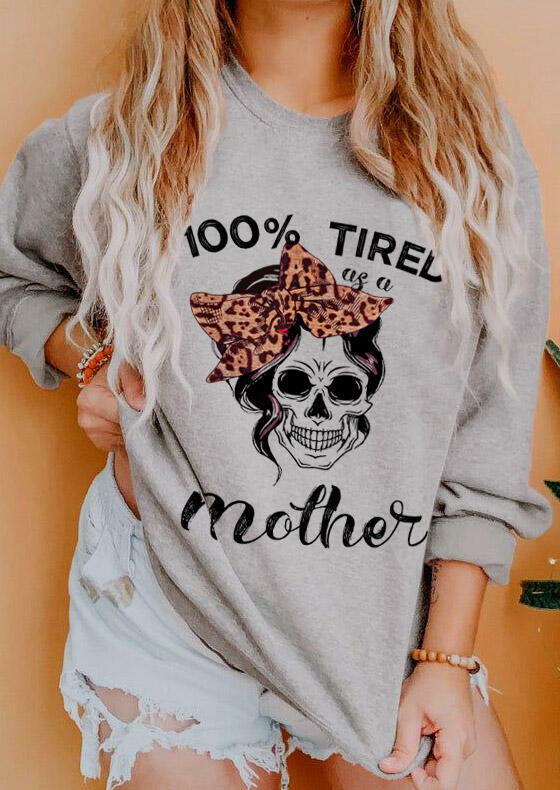 

Leopard Bowknot Skull Mother Sweatshirt - Gray, 482870