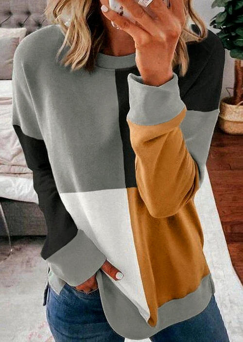 

Color Block O-Neck Pullover Sweatshirt, Multicolor, 484395