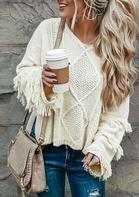 Tassel Knitted Long Sleeve Loose Pullover Sweater