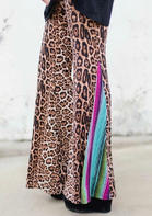 Leopard Serape Striped Splicing Wide Leg Pants