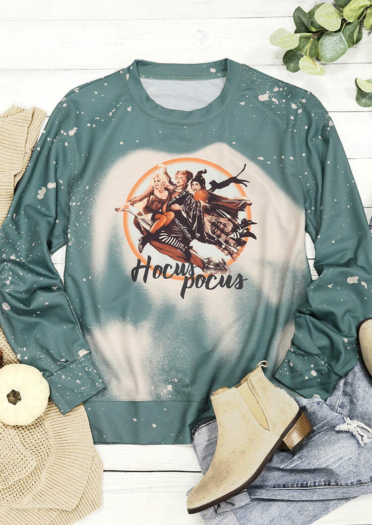

Halloween Bleached Pullover Sweatshirt - Cyan, 485555