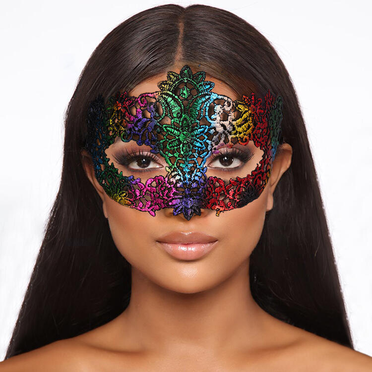 

Halloween Party Masquerade Lace Floral Eye Veil, Gold;red, 485577