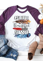 Grateful Thankful Blessed Leopard Feather T-Shirt
