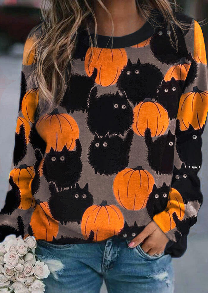 black cat pumpkin sweatshirt