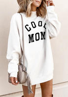 Cool Mom Long Sleeve Loose Mini Sweatshirt Dress