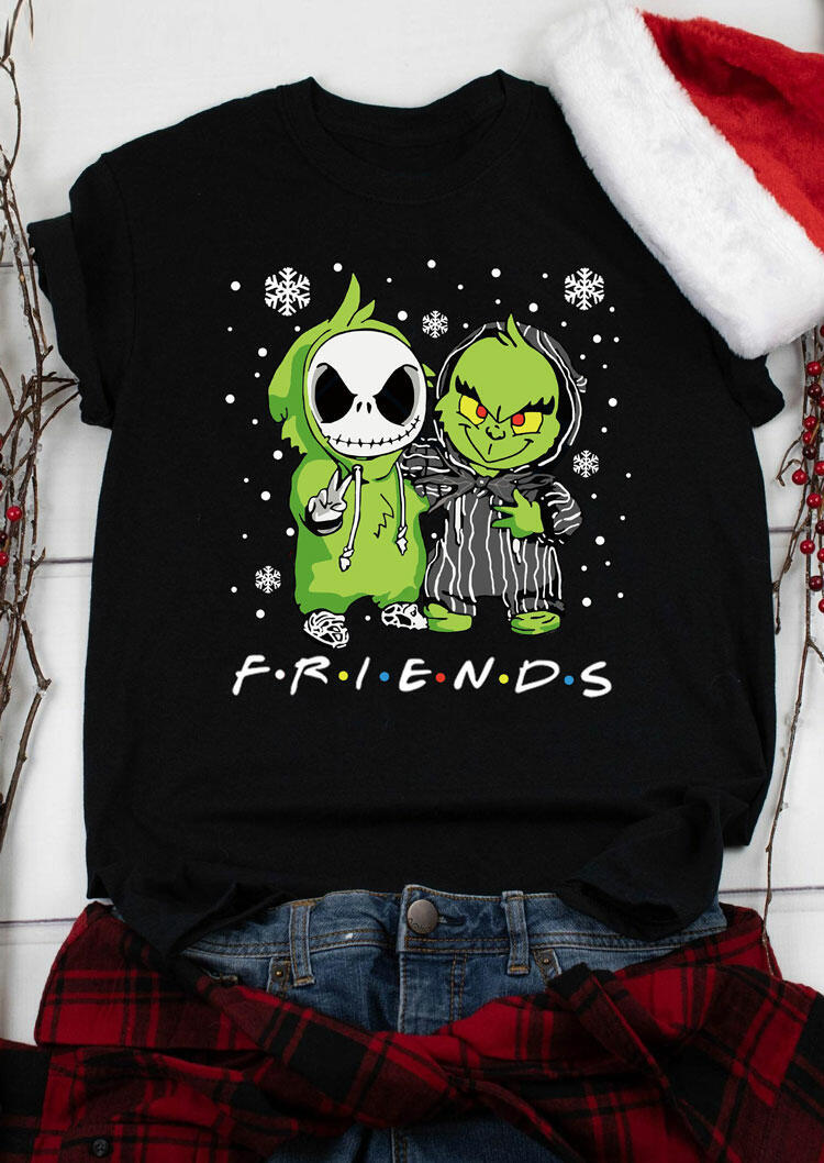 

Cartoon And Jack Skellington T-Shirt Tee - Black, 485823