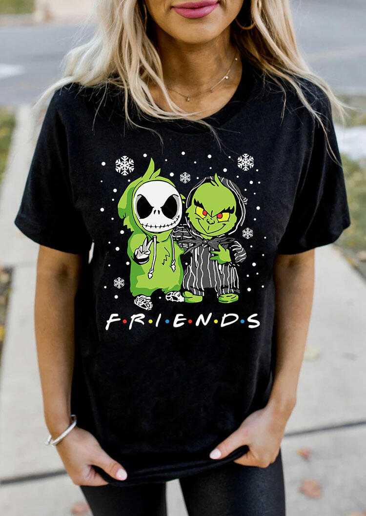 Cartoon And Jack Skellington T-Shirt Tee - Black