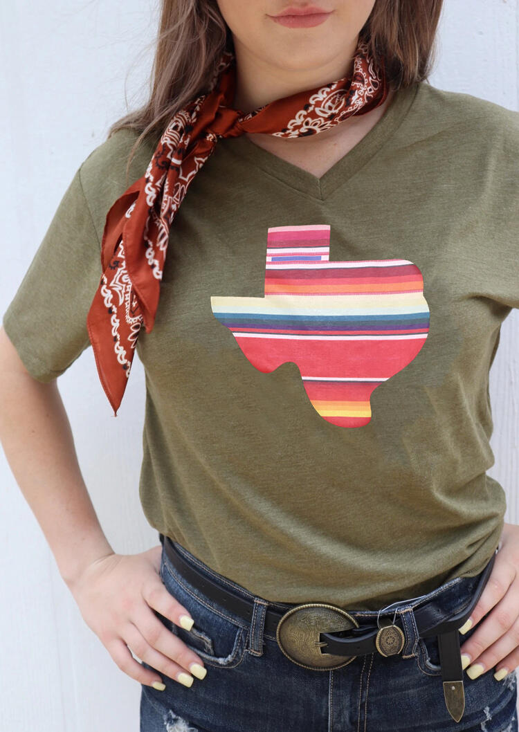 

Serape Striped Texas T-Shirt Tee without Scarf - Army Green, 485902