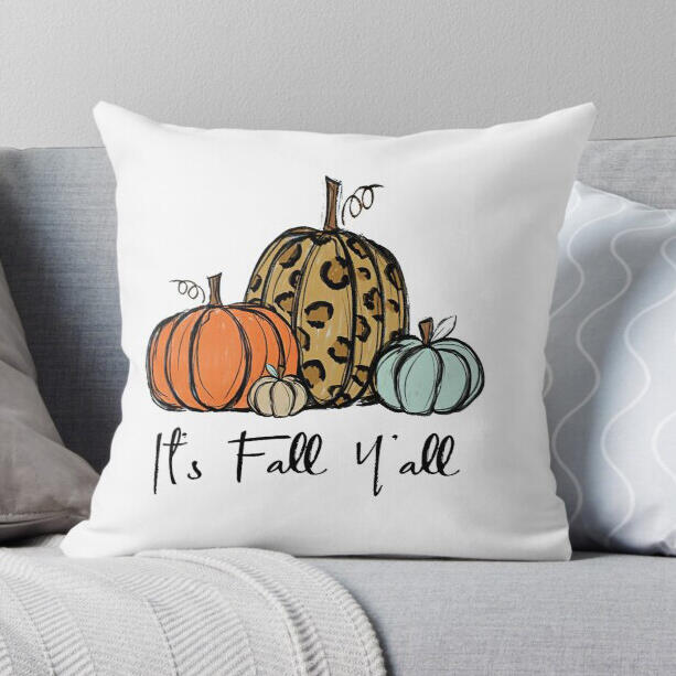 

Thanksgiving It's Fall Y'all Leopard Pumpkin Pillowcase without Pillow, White, 485910