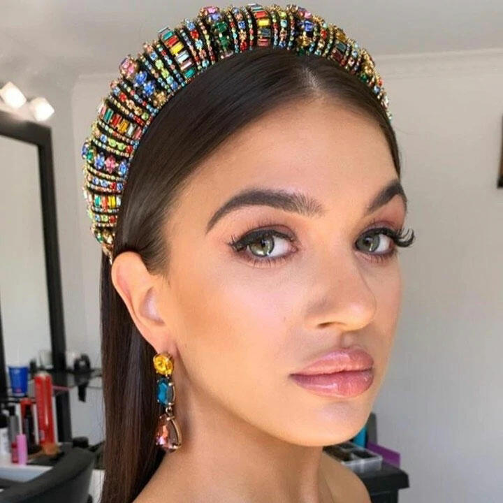 

Vintage Colorful Rhinestone Sponge Wide Headband, Multicolor, 486093