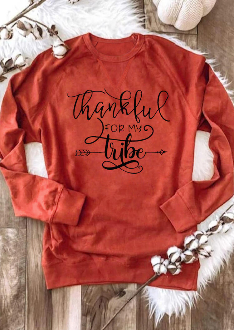 

Thankful For My Tribe Long Sleeve Sweatshirt - Brick Red, 485676