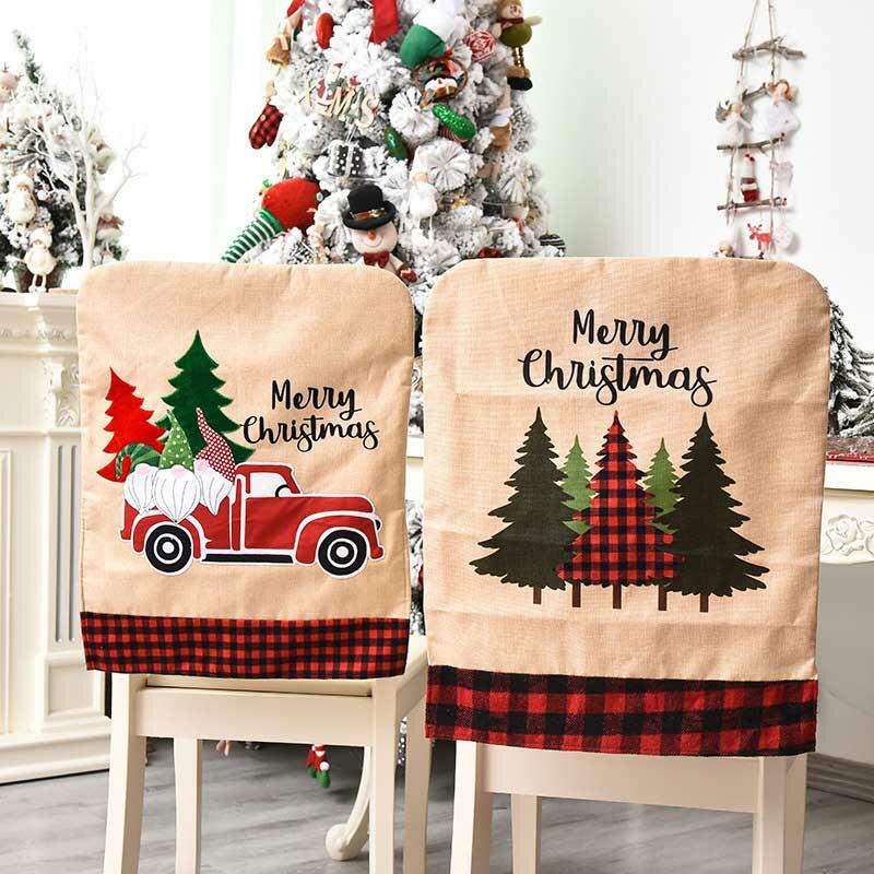 

Christmas Buffalo Plaid Tree Gnomies Truck Chair Cover, Pattern2, 486186