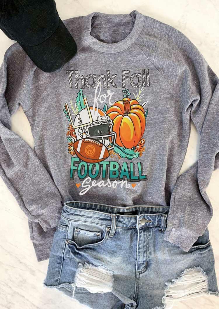 

Thank Fall For Football Sport Pumpkin Sweatshirt - Gray, 486182