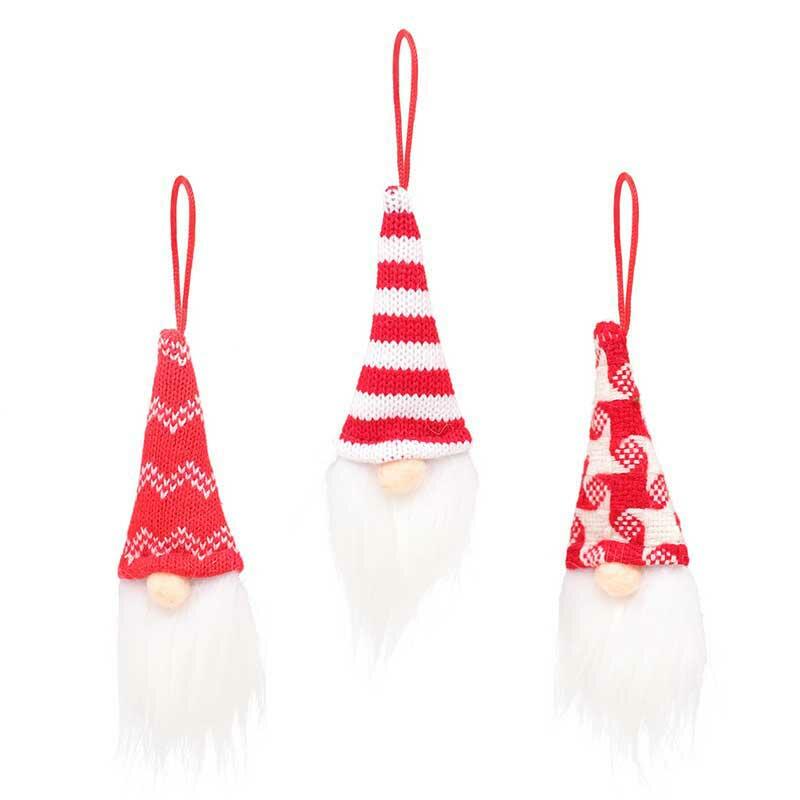 

3Pcs Stiped Snowflake Tree Hanging Faceless Doll, Pattern2, 486250