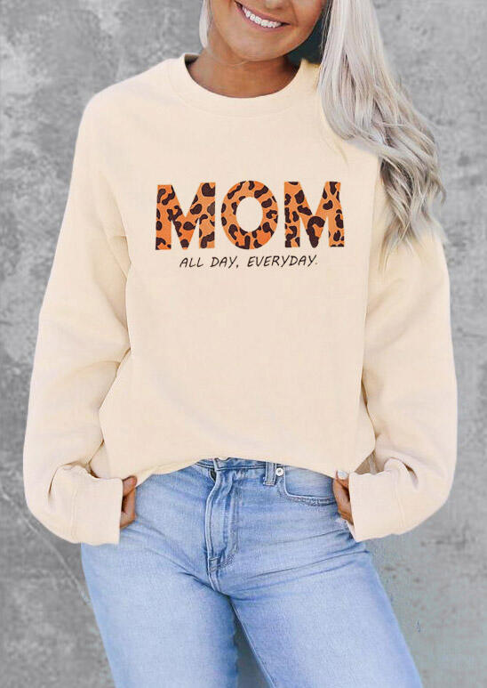 

Leopard Mom All Day Everyday Pullover Sweatshirt - Beige, 482275