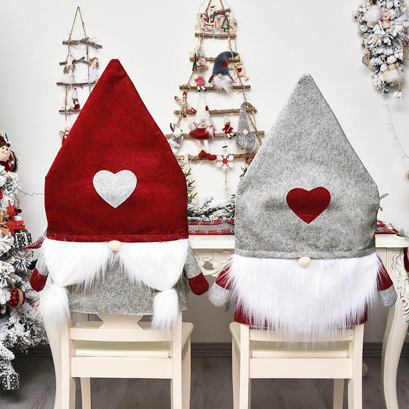 

Christmas Plush Santa Claus Heart Chair Cover, Gray;red, 486382