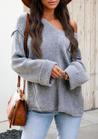 Knitted V-Neck Long Sleeve Sweater