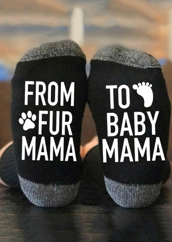 

From Fur Mama To Baby Mama Paw Socks, Black, 486517