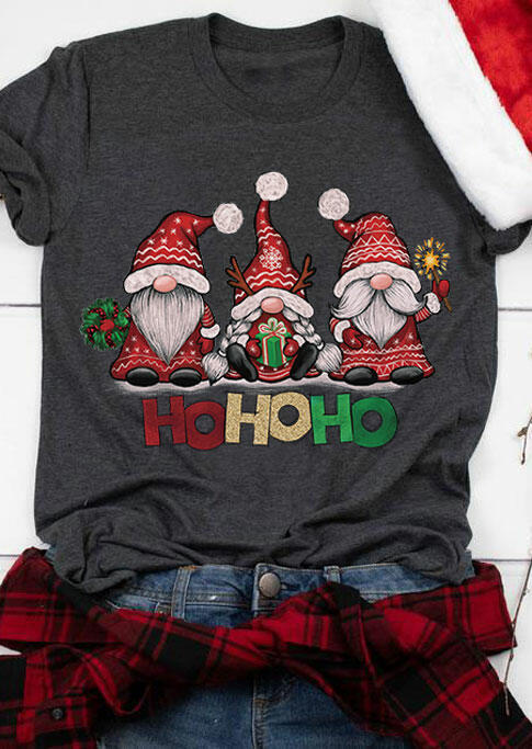 

Gnomies Ho Ho Ho T-Shirt Tee - Dark Grey, Gray, 486547