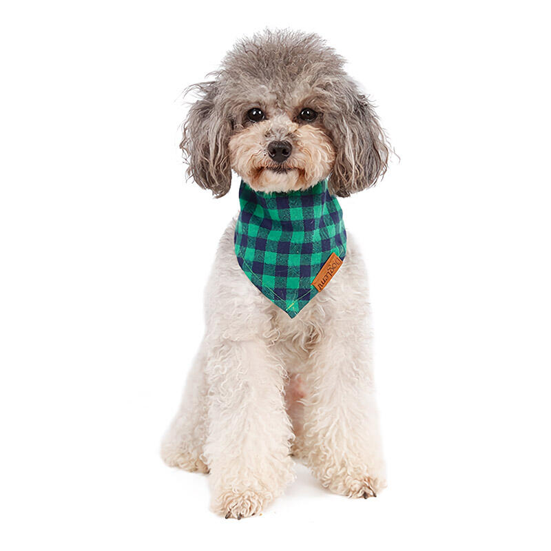 

Christmas Reindeer Plaid Pet Dog Puppy Cat Bandana Neck Scarf, Green, 486615