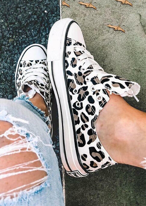 animal print lace up sneakers