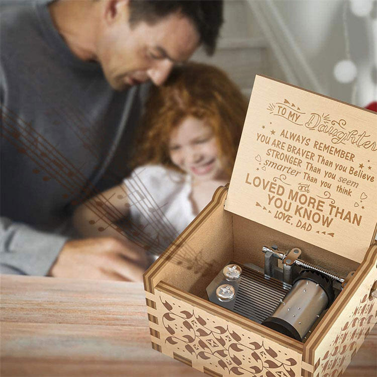 

To My Daughter Letter Engraved Wooden Music Box, Pattern2, 486404