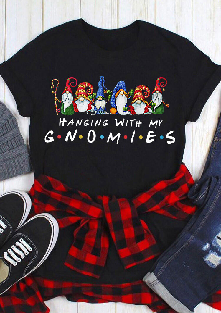 

Christmas Hanging With My Gnomies T-Shirt Tee - Black, 486716