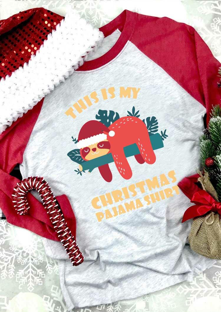 

This Is My Christmas Pajama Shirt Long Sleeve T-Shirt Tee, Multicolor, 486848