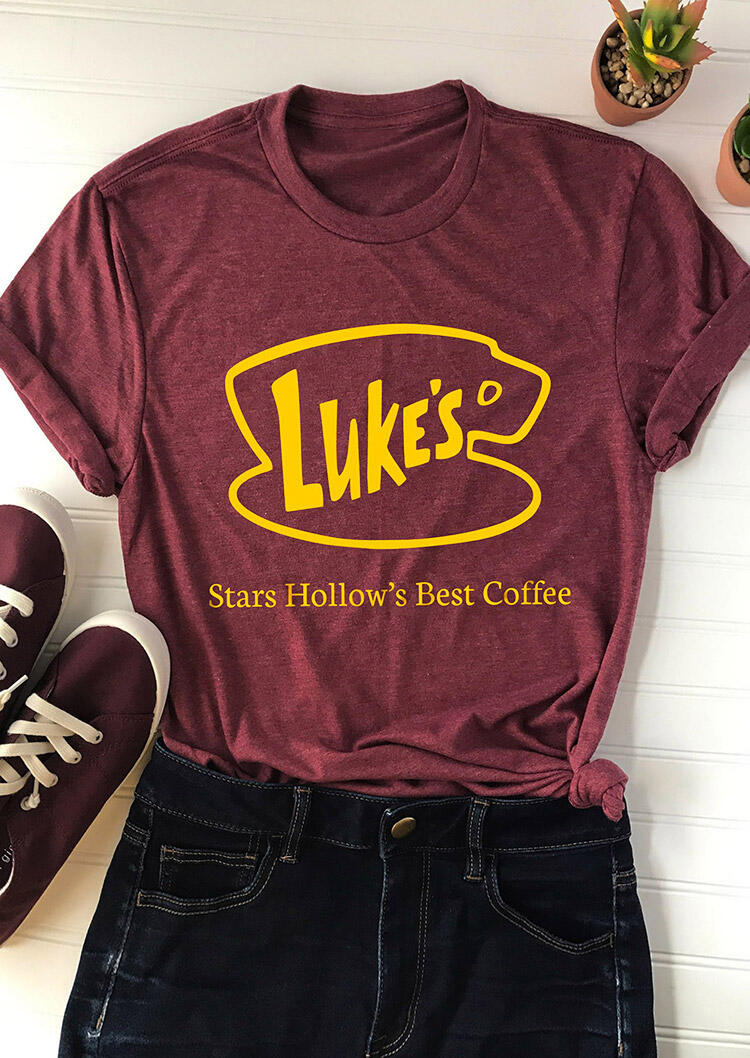 

Luke's Stars Hollow's Best Coffee T-Shirt Tee - Burgundy, 486961