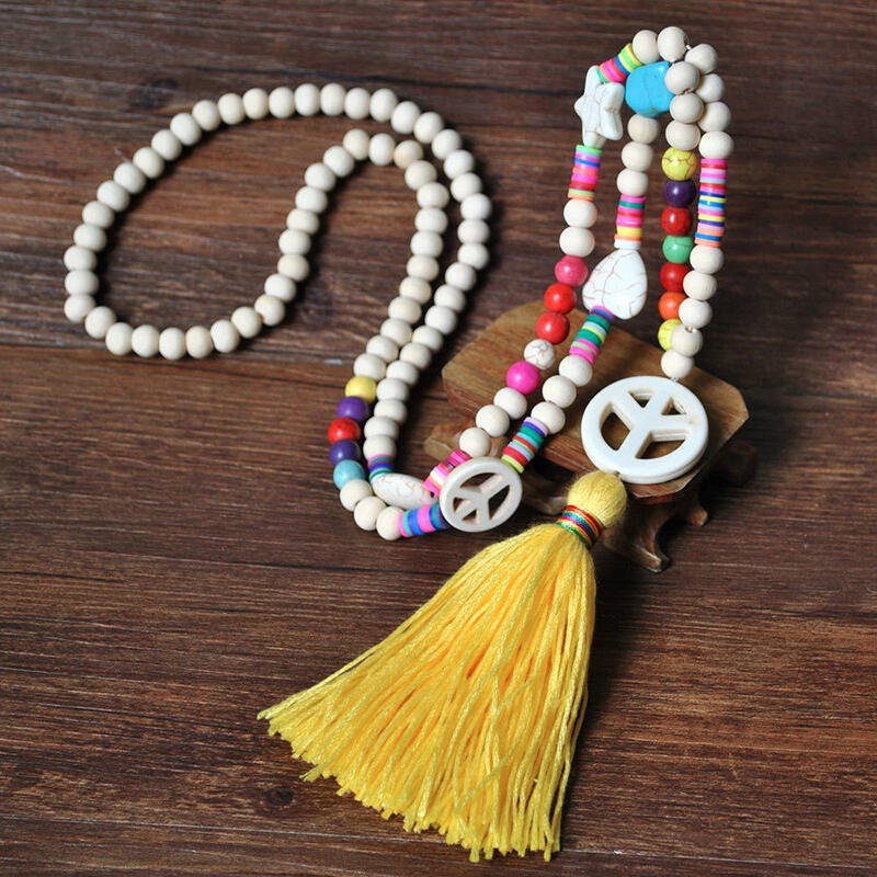 

Vintage Colorful Beading Star Tassel Necklace, Purple, 487061