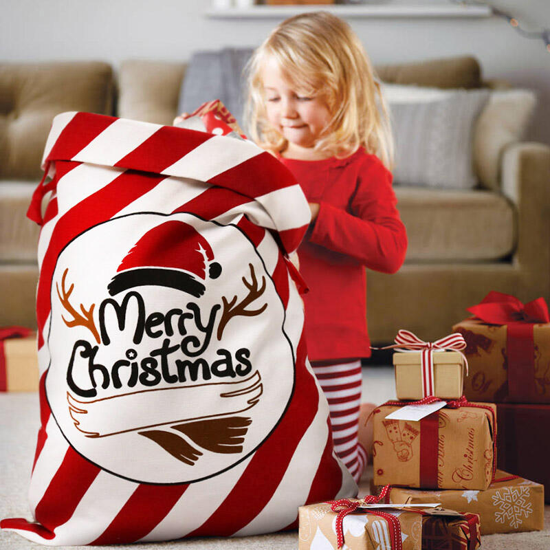 

Merry Christmas Personalised Striped Canvas Santa Sack, Red, 487100