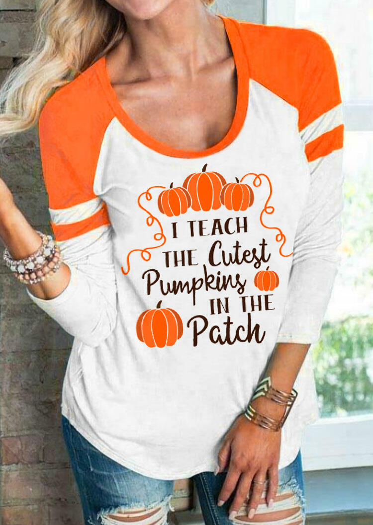 

I Teach The Cutest Pumpkins Raglan Sleeve T-Shirt Tee - White, 487114