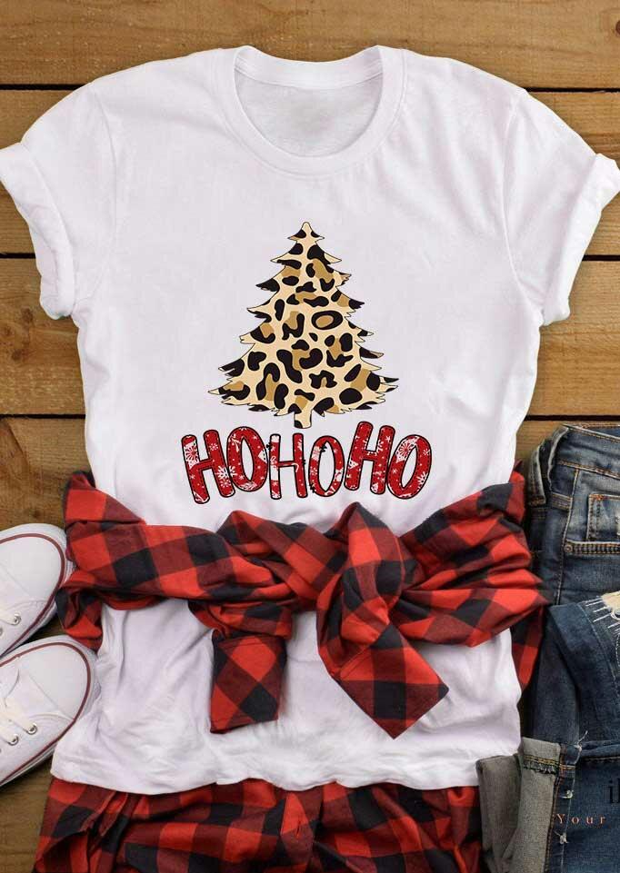 

Leopard Ho Ho Ho T-Shirt Tee - White, 487151