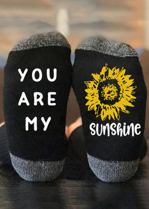 

You Are My Sunshine Sunflower Socks - Black, 487237