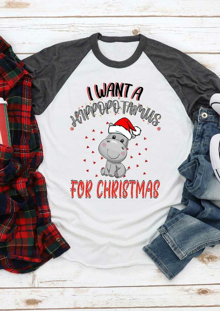

I Want A Hippopotamus For Christmas T-Shirt Tee - Dark Grey, 487275