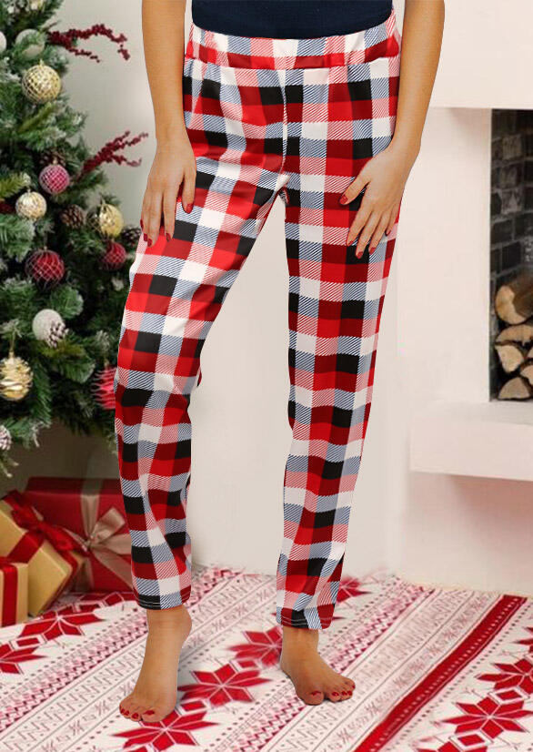

Christmas Plaid Elastic Waist Casual Pants, Multicolor, 485725