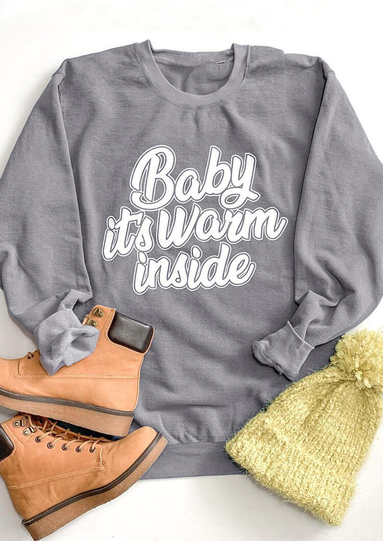 

Baby It's Warm Inside O-Neck Pullover Sweatshirt - Gray, 487268