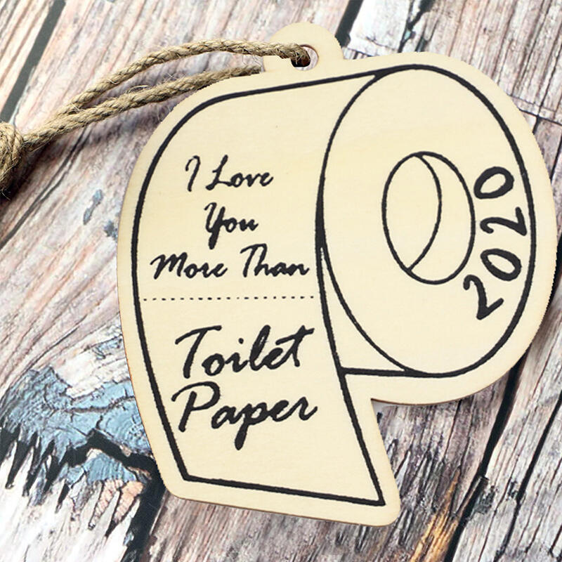 

10Pcs 2020 Toilet Paper Wooden Chrtistmas Tree Hanging Pendants, Beige, 487523