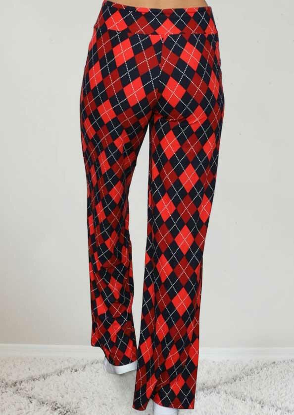 plaid elastic waist pants