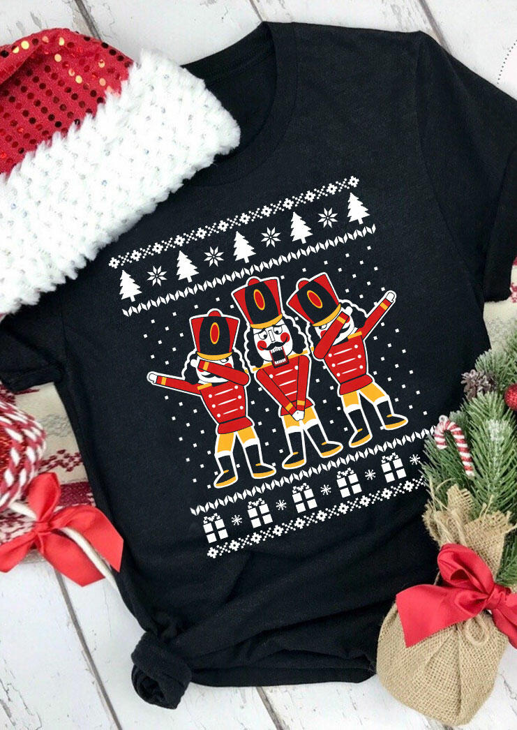 

Christmas Nutcracker Soldier Funny Ugly T-Shirt Tee - Black, 487438