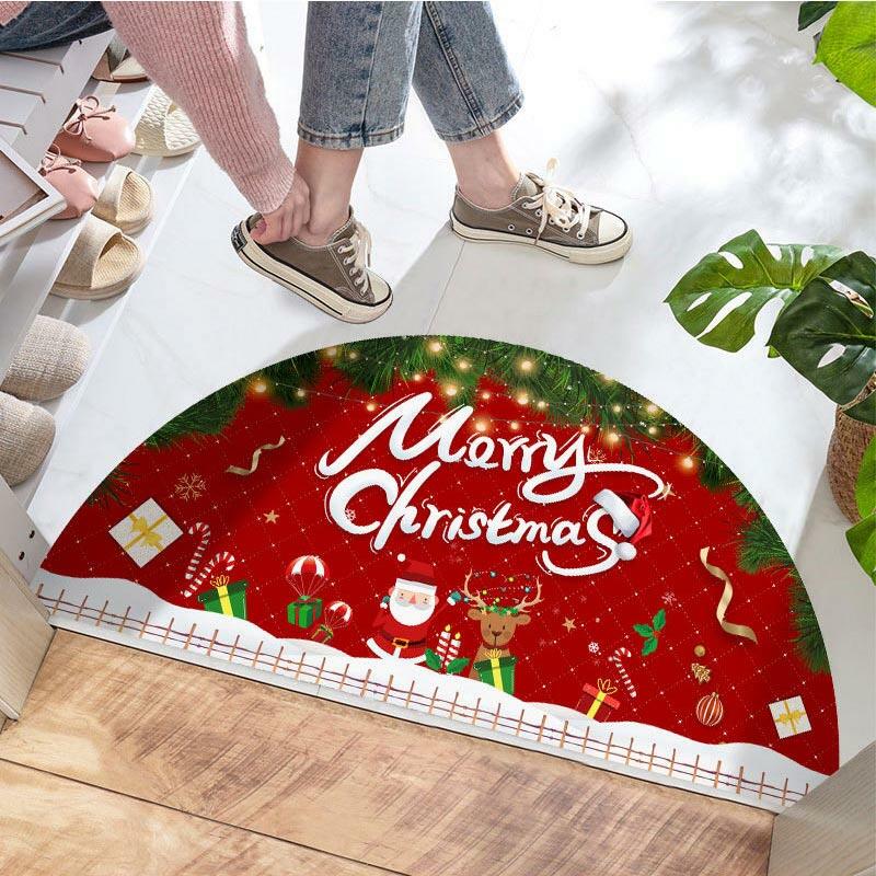 

Merry Christmas Santa Claus Reindeer Waterproof Floor Sticker - Red, 487556