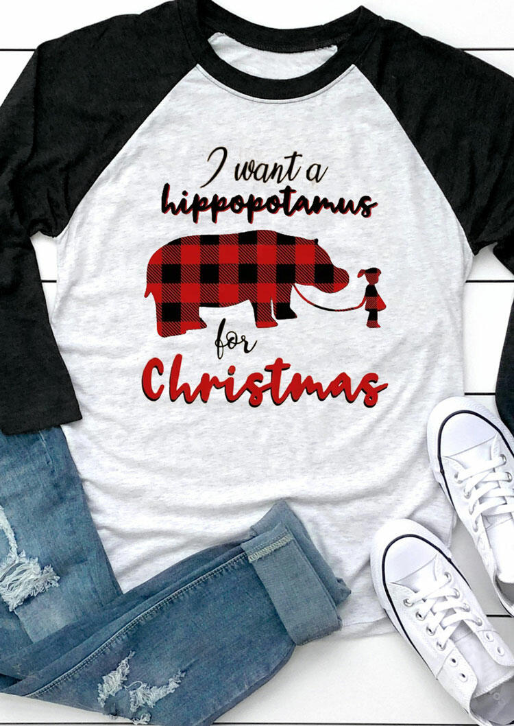 

I Want A Plaid Hippopotamus For Christmas T-Shirt Tee - Black, 487581