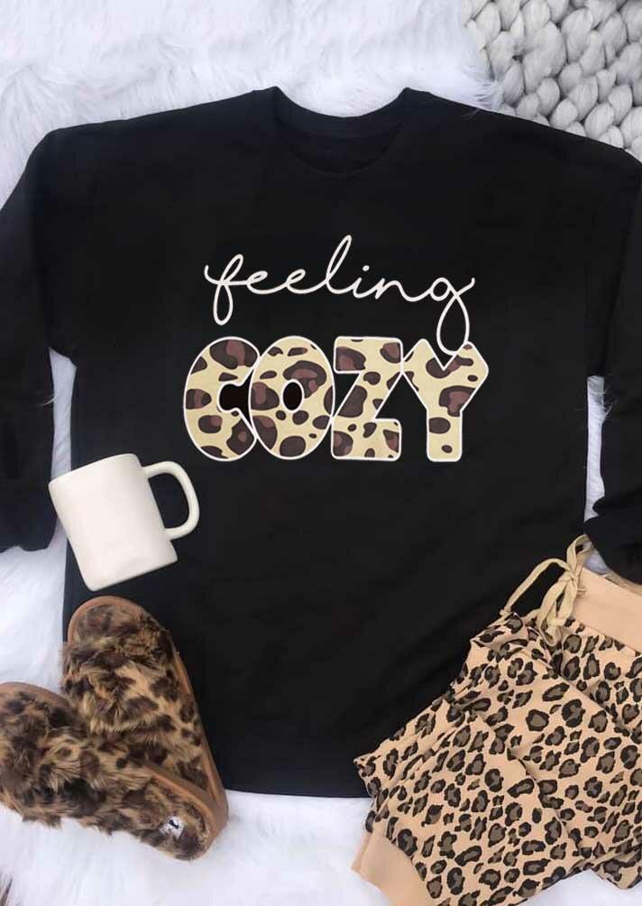 

Feeling Cozy Leopard O-Neck Sweatshirt - Black, 485204