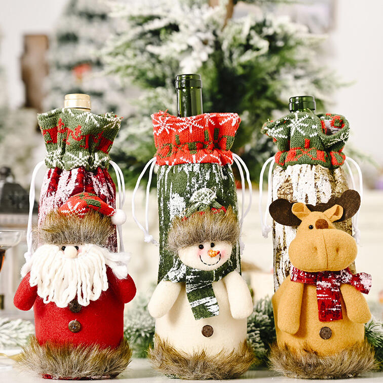 

Christmas Santa Claus Snowman Reindeer Wine Bottle Bag, Pattern1, 486454