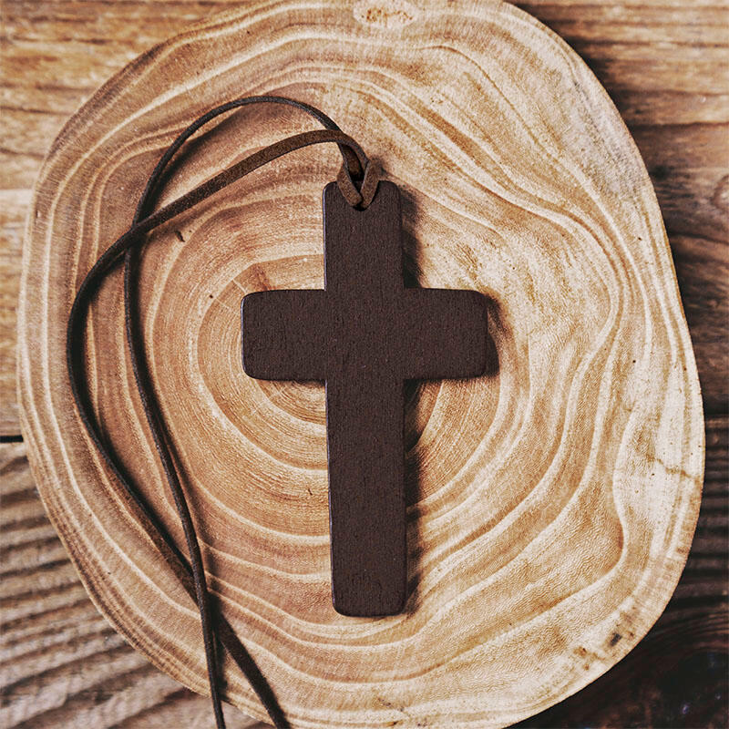 

Wooden Cross Sweater Chain Necklace - Dark Brown, 487580