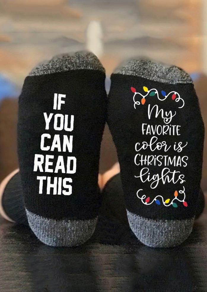

If You Can Read This My Favorite Color Is Christmas Lights Socks - Black, 487655