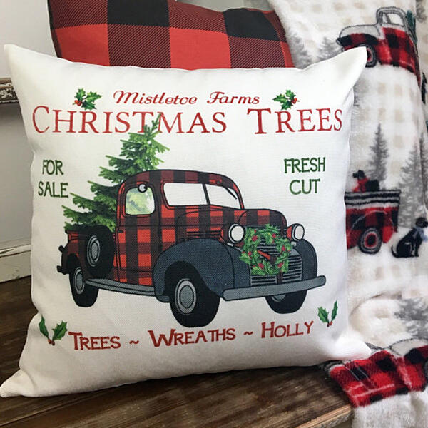 

Christmas Trees Plaid Truck Bicycle Pillowcase without Pillow, Pattern2, 487659