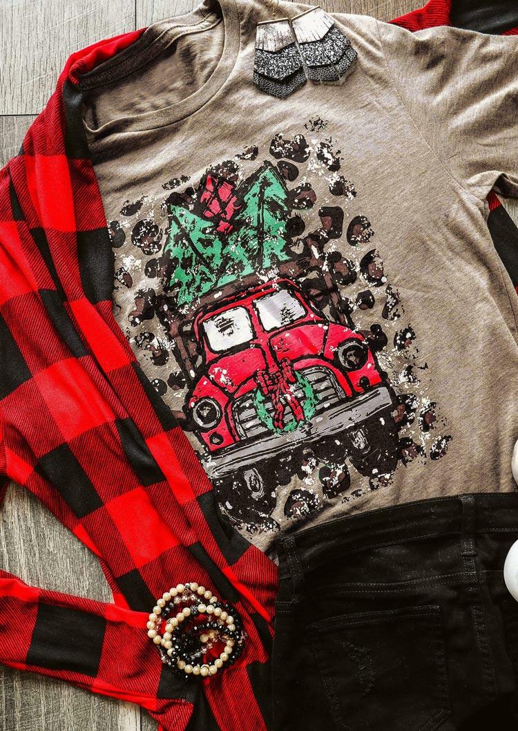 

Leopard Holiday Car T-Shirt Tee - Light Coffee, 487709